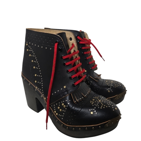 NEW Burberry Italy Riveted Studded Leather Heeled Clog Ankle Boots $1295 Size 40 - Picture 5 of 12